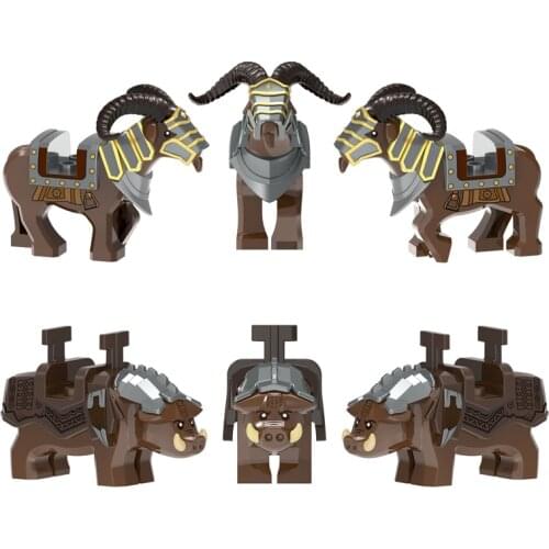MOC City Medieval Animals Soldiers Goat Wild Boar Sheep Building Blocks Knight Parts Accessories XINH 1535 1536 Kids Toys