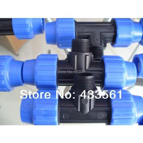 Quality PP Male thread Equal Tee size DN25X3/4" for gardening farming irrigation fittings /sanitary components