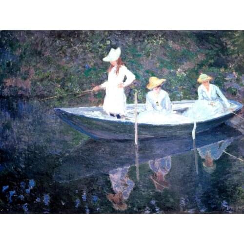 High quality Claude Monet paintings for sale In the Norvegienne Boat at Giverny Canvas art hand-painted