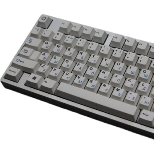 Minimalist Blue Russian PBT Keycaps Mechanical Keyboard Keycap Sublimation Cherry Profile Custom Key Cap 7U Space