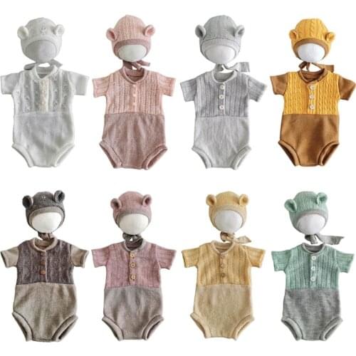 2Pcs Baby Hat Romper Jumpsuit Set Newborn Photography Photo Props Costume Outfit