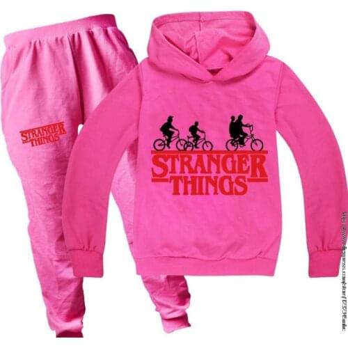 Spring Autumn Girl Boy Clothes Set Cute Stranger Things Cotton Hooded +Pants 2PCS Suit Casual Kid Children Tracksuits
