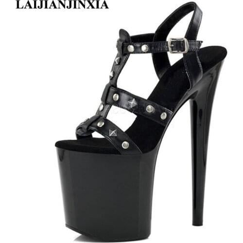 LAIJIANJINXIA New Sexy Summer Women Wedding Party Dancing Shoes 20cm Ultra High Heels Platform Sandals Pole Dance Shoes