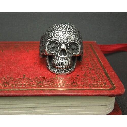 Trendy devil high quality gothic skull ring men antique silver bronze plated fashion jewelry party gift