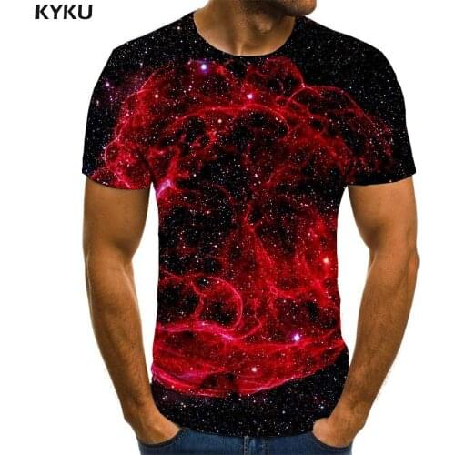 KYKU Brand Galaxy T shirt Men Nebula Funny T shirts Art Shirt Print Short Sleeve summer Fashion Slim Big Size
