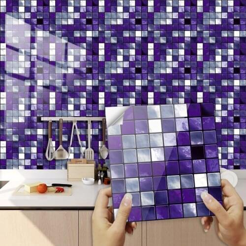 10X10cm Flat Mosaic Hard Tiles Sticker Printed in 2d Transfers Cover For Bathroom Cabinet Waist Line Peel & Stick Wall Decals