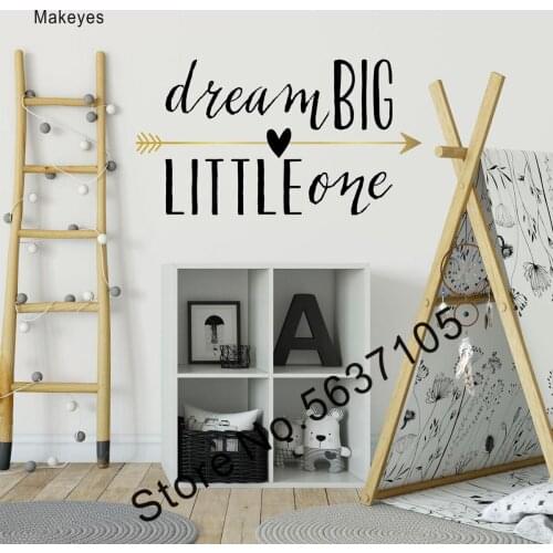 Makeyes Dream Big Little One Wall Stickers Arrows Quotes Wall Decals Vinyl Home Kuids Room Decoration Art Wall Decor Dream Q449