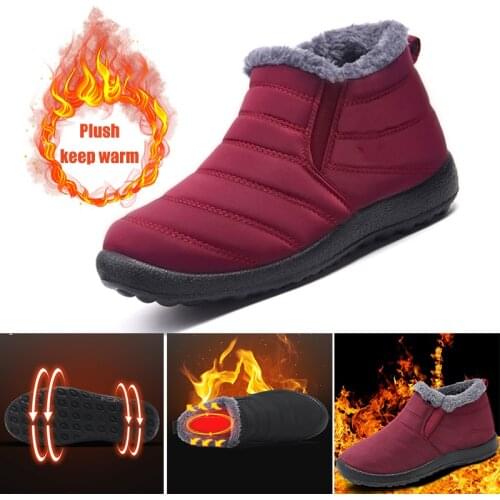 Indestructible Waterproof Snow Shoes For Women Plush Lined Thick Warm Boots with Anti-slip Sole Winter Gift for Mother D
