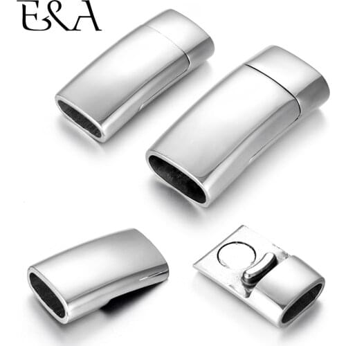 Stainless Steel Magnetic Clasp Flat Hole 8*3mm 10*5mm Leather Cord Clasps Bracelet Magnet Buckle DIY Parts Jewelry Making Supply