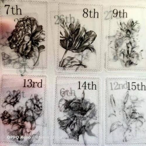 Nikier Vintage Flower Plant Calendar Sulfuric Acid Paper Sticker Material In The Diary Planner Deco Tags Stickers Bullet Journal
