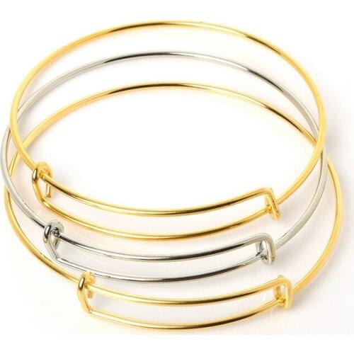 New 10pcs/lot Gold Silver Plated Charming Expandable Bangles Women Lady Wire adjustable bangle Bracelet For fashion gift Charms