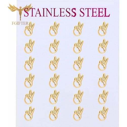 Wholesale Woman Girl V Earrings Fashion Victory Gesture Stud Earring Gold Stainless Steel Jewelry for Girls Women