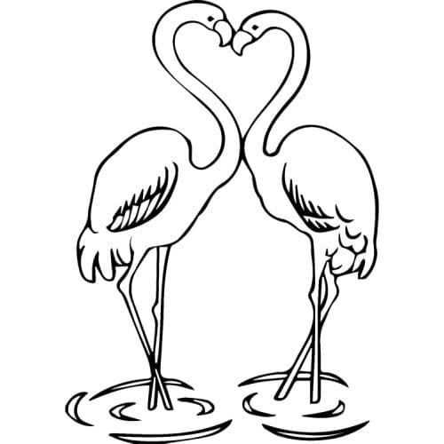 16*11.3cm Flamingo Heart Pair Car Sticker Cute And Interesting Fashion Sticker Decals Car Decor