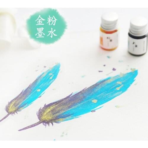 1pcs 1213 Starry Gold Color Ink Manual Glitter Color Ink Non Carbon Glass Fountain Pen Fountain Pen 5ml