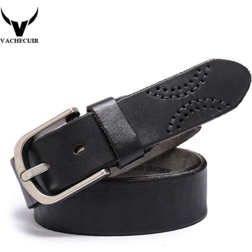 First Layer cowhide genuine leather belts for men Strap Pin buckle jeans Casual designer brand male belt LJ011
