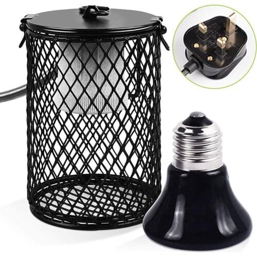 Pet Heating lamp Infrared Ceramic Light With Safety Cage Emitter Heat Lamp Pet Supplies Chickens Reptile Lamp