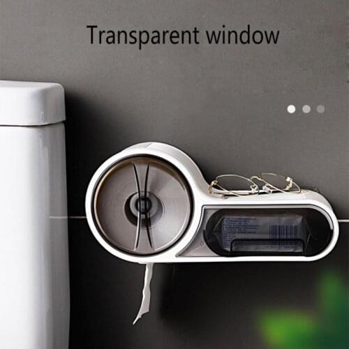 Plastic Toilet Dispenser Toilet Paper Holder Bathroom PaperTissue Box Wall Mounted Roll Paper Storage Box Free Punching Dropship