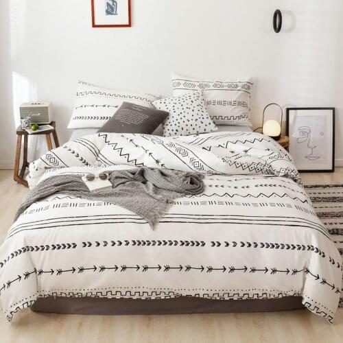 Simple Black Stripe White Duvet Cover Bedding Double Bed 2-3pcs for Home Single Boys Girls Super Queen King Size
