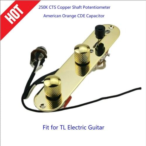 Pre-wired 3-way Blender Gold TL Wiring Harness 250K CTS Copper Shaft Potentiometer CDE Capacitor Stereo Output Jack Guitar Parts