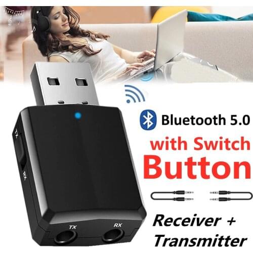 USB Bluetooth 5.0 Transmitter Receiver 3 in 1 EDR Wireless Adapter Dongle 3.5mm AUX for TV PC Headphones Home Stereo Car Audio