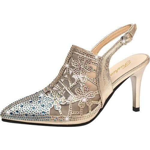 SONDR PVC Sandals Women Pointed Clear Crystal Cup High Heel Stilettos Sexy Pumps Summer Shoes Peep Toe Women Pumps Size 43