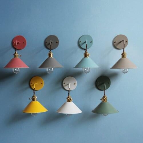 Northern Europe Wall Lamp Bedside Bedroom Wall Light Colorful Copper Holder E27 Light Fixtures Living Room Decoration