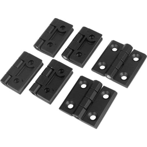 SHGO HOT-6 x Black Aluminum Furniture Cabinet Door Hinge 50mm x 50mm