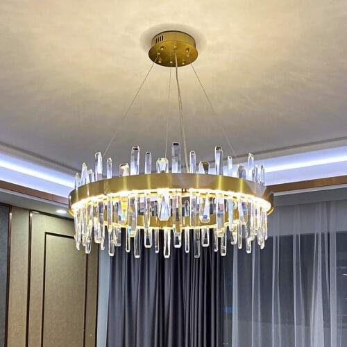 Modern round gold chandelier rings in the living room bedroom dining room home decoration crystal hanging lamp