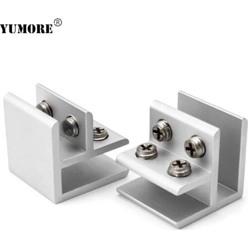 YUMORE 10pcs/lot Glass Clamp Glass Clips For Glass Board 90/180 Degree T Shape 10-12mm Corner Bracket Clamp Furniture Hardware