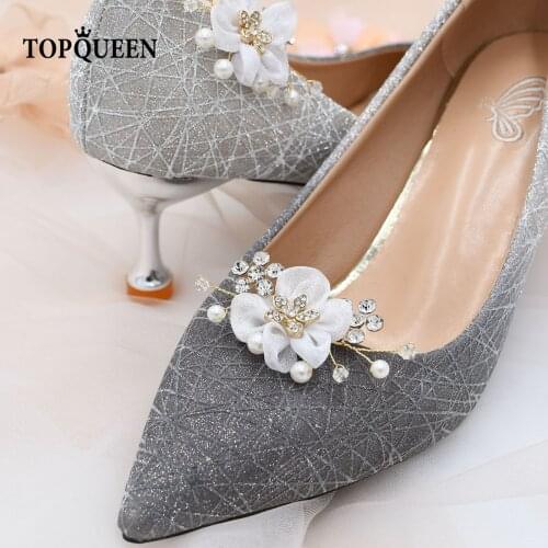 TOPQUEENX05 Clip Buckle Hot Sale Decoration Ladies Beautiful Wedding Shoes Clips Fashion Pearls Rhinestone Accessories Pinkage