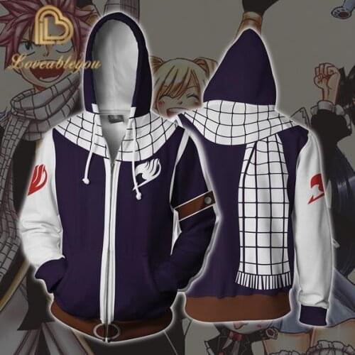 Anime Fairy Tail Sweatshirts Men and Women Zipper Hoodies 3d Print Hooded Jacket for Boys Heatblast Harajuku Streetwear