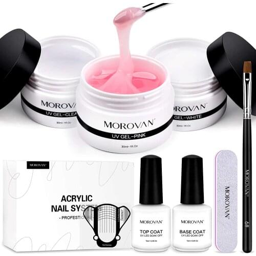 LED/UV Hard Gels Builder Gel Nail Extension Gel Nail Strengthen UV Gel Nail Art Manicure Set with Nail Forms