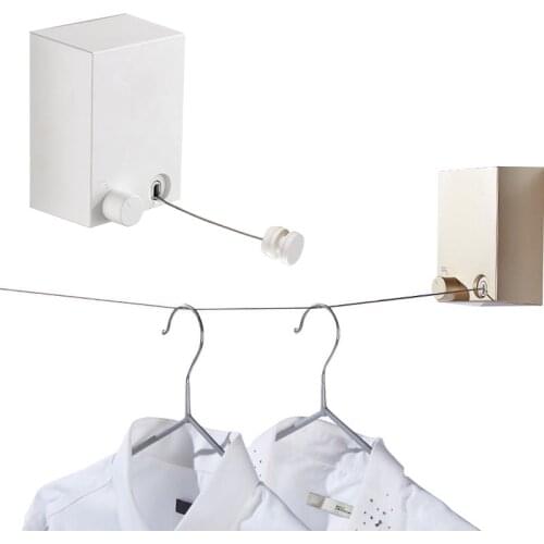 Outdoor Clothes Rope Indoor Retractable Clothesline Telescopic Stainless String Laundry Hangers Wall Mounted Drying Rack