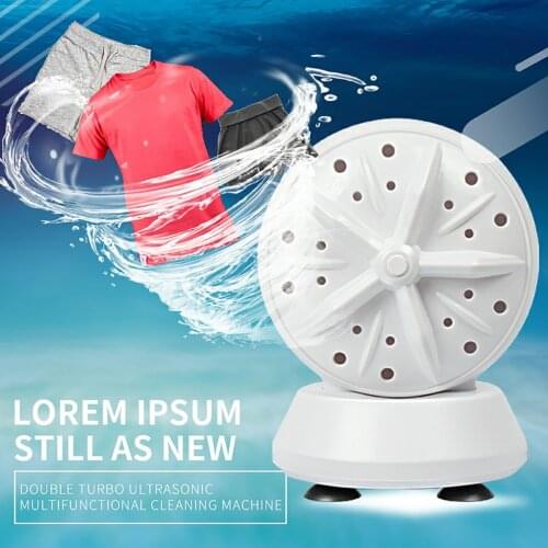 Ultrasonic Two-in-One Washing Machine Twin Turbo Bubble Washer Usb Rechargeable Mini Washing Machine