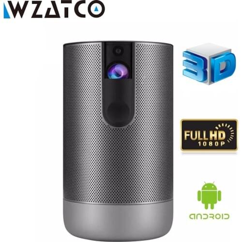 WZATCO D2 3D Smart Projector Full HD 1920x1080 Android 7.1 5G wifi 300Inch DLP Proyector Support 4K Video Game LED Beamer