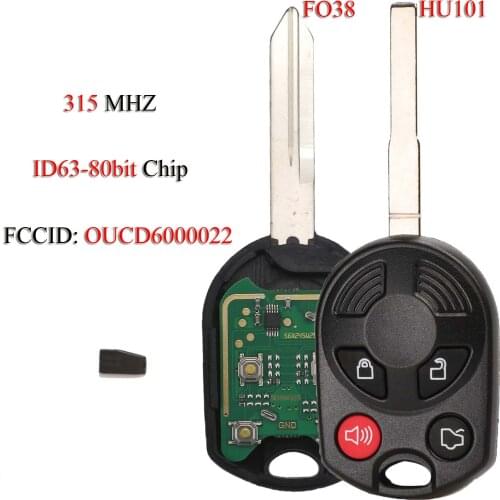 Kutery 10PCS/Lot Remote Smart Car Key For Ford C-Max Edge Escape Focus Lincoln Mazda 4Buttons 315Mhz ID63-80bit OUCD6000022