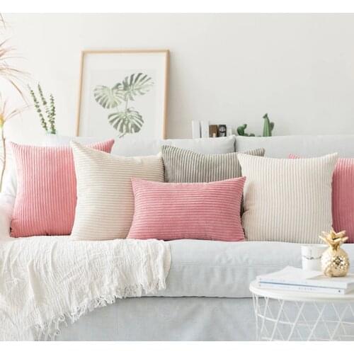 Solid Pillow Case Corduroy Flocking Velvet Cushion Cover Pink Grey Blue Coffee Soft Home Decorative Pillow Cover 45x45cm/60x60cm
