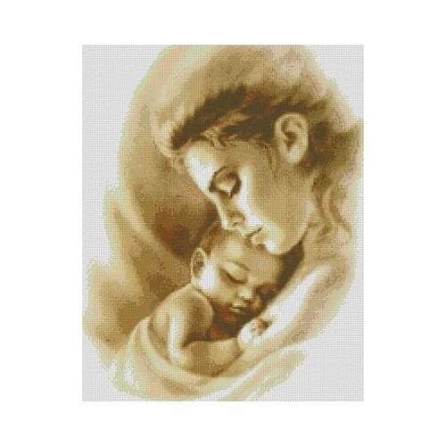 Top Quality Lovely Hot Sell Counted Cross Stitch Kit Mother Baby Child Infant New Born Baby Tender Sweet Love