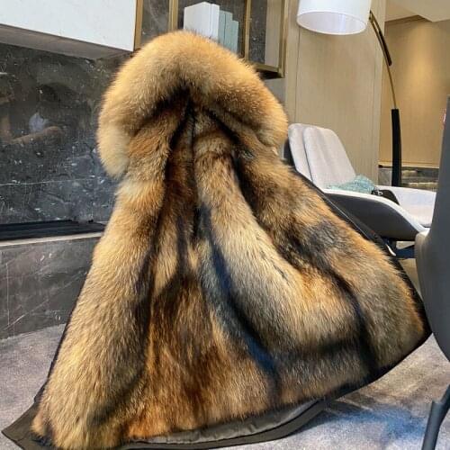 High Quality Faux Mink Fur Coat Winter Jacket Women Long Parka Windproof Hood Thick Warm Fox Fur Collar Detachable Liner KW317