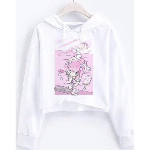 Anime Cute Girl Cosplay hooded Japanese Punk Hoodies Women kawaii Long sleeve Sweatshirts Pink Harajuku Streetwear Pullovers