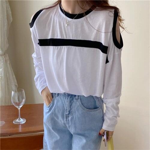 2021 Autumn White Chic OL Tops T-Shirts Femme Stylish Full Sleeves Loose New Casual Thin Pullovers Office Lady Women