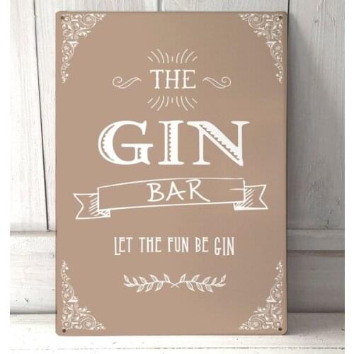 The Gin Bar Tin Sign, Let the Fun Be Gin, Gin Bar Cocktail Party Decor , Metal Sign Wall Art
