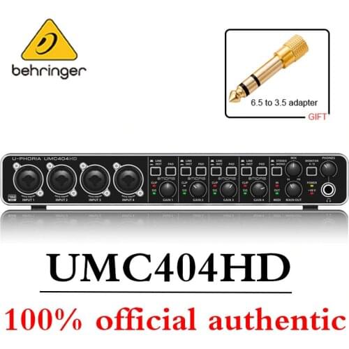 100% original authentic BEHRINGER UMC404HD professional studio-grade USB external sound card recording set computer