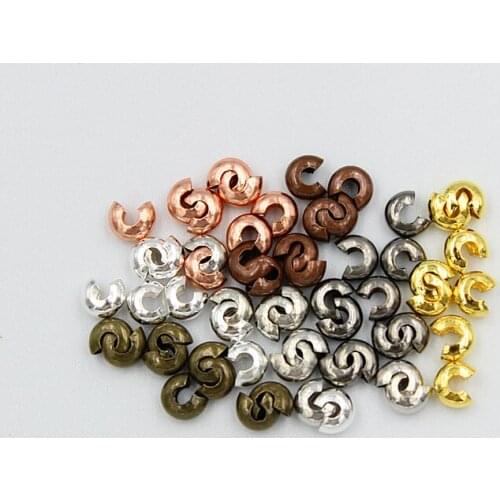100pcs Silver Plated Copper Round Covers Crimp End Beads Dia 3 4 5 6 mm Stopper Spacer Beads For DIY Jewelry Making Findings