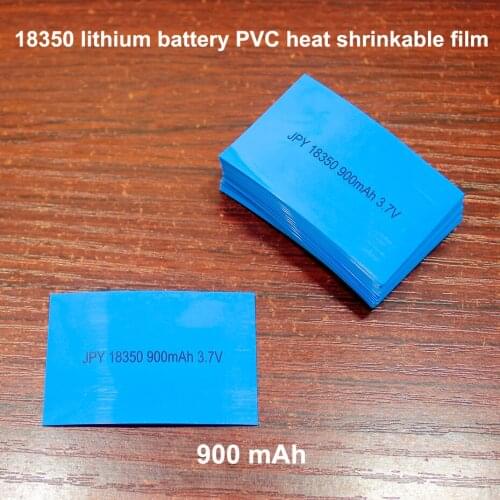 100pcs/lot 18350 lithium battery package heat shrinkable sleeve replacement battery skin PVC shrink packaging film 900mAh