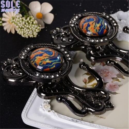 2pcs Luxury Rhinestone Gem Curtain Hook Vintage Crown Metal Alloy Colorful Tieback Buckle Holders Wall Hooks Hanger Home Decor
