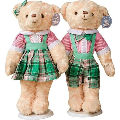 2 pcs/pair 38cm korea ins Lovely couple teddy bear wedding dress teddy bear cloth plush toy doll wedding birthday Christmas gift