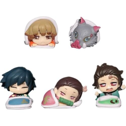 5pcs/set of anime Q version of Demon Slayers Blade Sleeping Tanjiro Zenyiichi Toy Doll Childrens Toy Gift Collection Model
