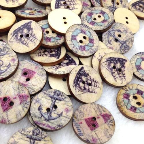 50pcs Mix Europe Wood Buttons 20mm Sewing Craft 2 Holes Lots WB316