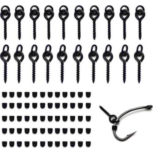 50Pcs Carp Rig Ring Stops Beads With 20Pcs Boilie Bait Screw Fishing Bait Ring Swivel Carp Fishing Accessories
